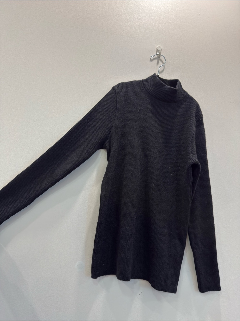 Classic Black Ribbed Turtleneck Sweater
